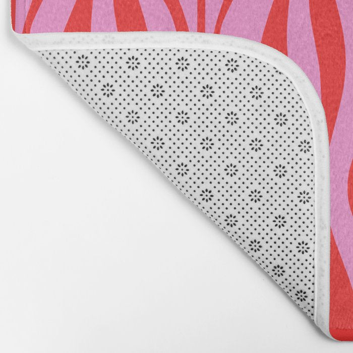 Retro Mod Hourglass Abstract Midcentury Modern Pattern in Preppy Pink and Red Bath Mat Gallery Image 2