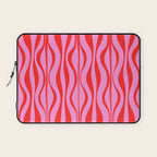 Retro Mod Hourglass Abstract Midcentury Modern Pattern in Preppy Pink and Red Laptop Sleeve Gallery Image 1