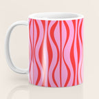 Retro Mod Hourglass Abstract Midcentury Modern Pattern in Preppy Pink and Red Coffee Mug Gallery Image 3
