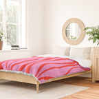Retro Mod Hourglass Abstract Midcentury Modern Pattern in Preppy Pink and Red Duvet Cover Gallery Image 2