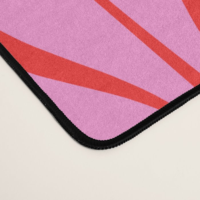 Retro Mod Hourglass Abstract Midcentury Modern Pattern in Preppy Pink and Red Desk Mat Gallery Image 4