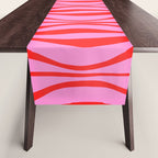 Retro Mod Hourglass Abstract Midcentury Modern Pattern in Preppy Pink and Red Table Runner Gallery Image 1