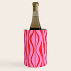 Retro Mod Hourglass Abstract Midcentury Modern Pattern in Preppy Pink and Red Wine Chiller Gallery Image 1