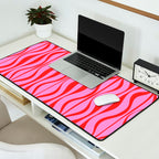 Retro Mod Hourglass Abstract Midcentury Modern Pattern in Preppy Pink and Red Desk Mat Gallery Image 2