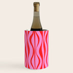 Retro Mod Hourglass Abstract Midcentury Modern Pattern in Preppy Pink and Red Wine Chiller Gallery Image 3
