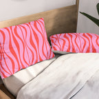 Retro Mod Hourglass Abstract Midcentury Modern Pattern in Preppy Pink and Red Pillow Sham Gallery Image 2