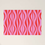 Retro Mod Hourglass Abstract Midcentury Modern Pattern in Preppy Pink and Red Welcome Mat Gallery Image 1
