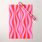 Retro Mod Hourglass Abstract Midcentury Modern Pattern in Preppy Pink and Red Wrapping Paper Gallery Image 1