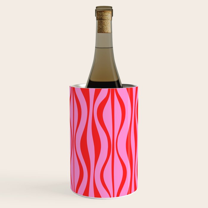 Retro Mod Hourglass Abstract Midcentury Modern Pattern in Preppy Pink and Red Wine Chiller Gallery Image 2