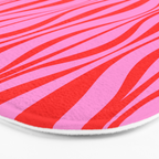 Retro Mod Hourglass Abstract Midcentury Modern Pattern in Preppy Pink and Red Bath Mat Gallery Image 3