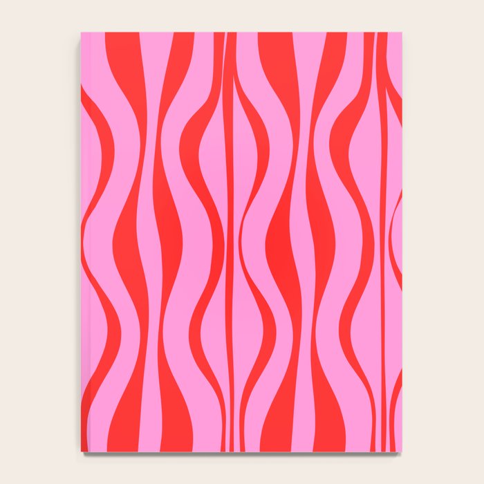 Retro Mod Hourglass Abstract Midcentury Modern Pattern in Preppy Pink and Red Notebook Gallery Image 4