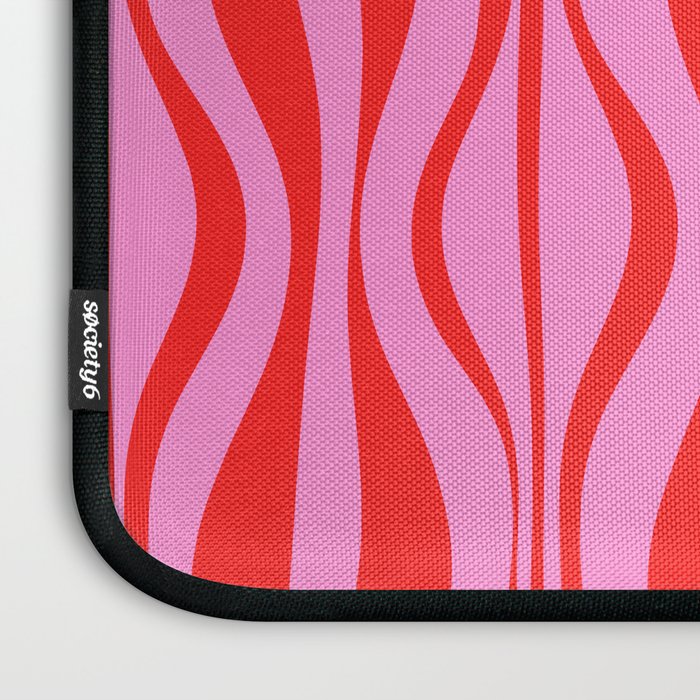 Retro Mod Hourglass Abstract Midcentury Modern Pattern in Preppy Pink and Red Laptop Sleeve Gallery Image 3