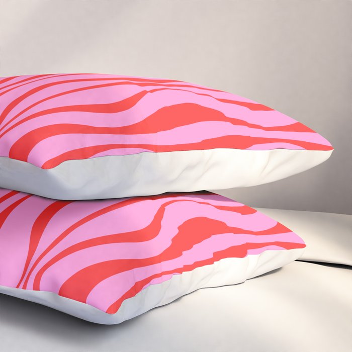 Retro Mod Hourglass Abstract Midcentury Modern Pattern in Preppy Pink and Red Pillow Sham Gallery Image 3