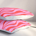 Retro Mod Hourglass Abstract Midcentury Modern Pattern in Preppy Pink and Red Pillow Sham Gallery Image 3