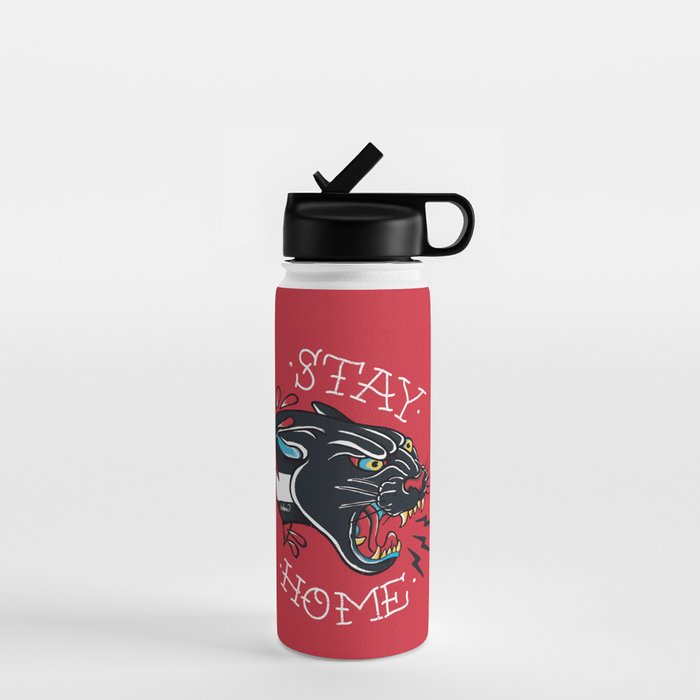 Stay Home Panther Tattoo Water Bottle Gallery Image 1