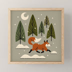 Snowy Evening Fox Mini Art Print Gallery Image 1