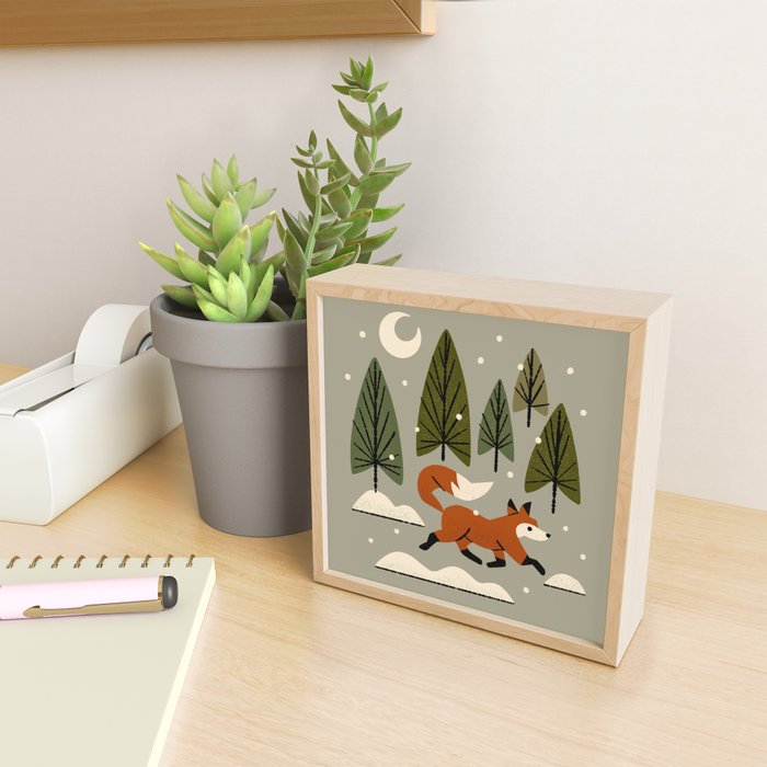 Snowy Evening Fox Mini Art Print Gallery Image 2