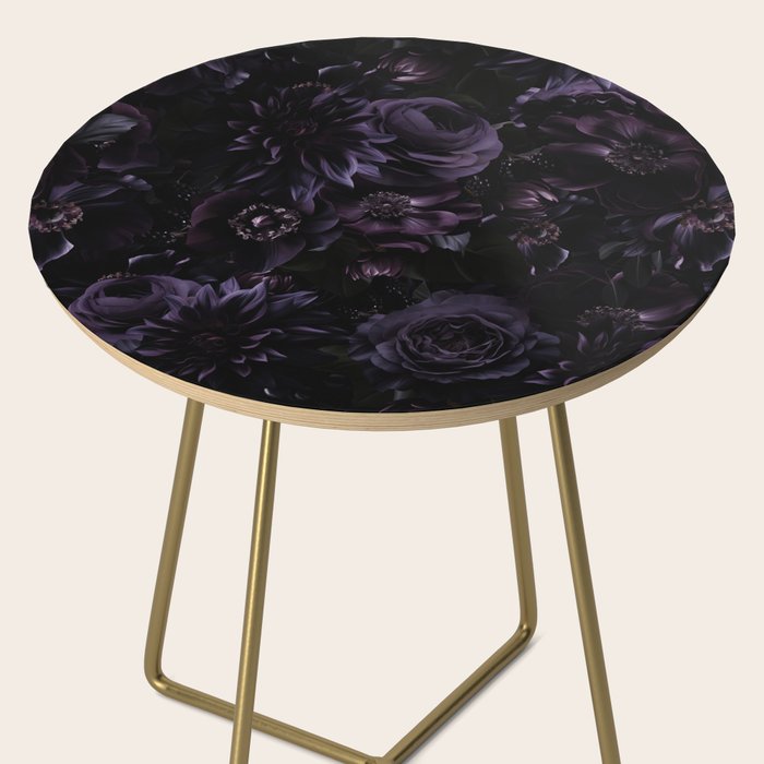 Vintage Black Dramatic Glamour Autumn Romanticism: Maximalism Moody Florals - Grand Millennial Midnight purple Roses Black Bouquets and Nostalgic Gothic Mystic Flowers Side Table Gallery Image 2