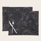 Vintage Black Dramatic Glamour Autumn Romanticism: Maximalism Moody Florals - Grand Millennial Midnight purple Roses Black Bouquets and Nostalgic Gothic Mystic Flowers Placemat Gallery Image 1