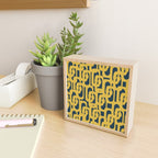 Mid Century Modern Loop Pattern in Light Mustard Yellow and Navy Blue Mini Art Print Gallery Image 2