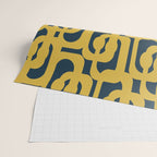 Mid Century Modern Loop Pattern in Light Mustard Yellow and Navy Blue Wrapping Paper Gallery Image 2