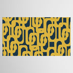 Mid Century Modern Loop Pattern in Light Mustard Yellow and Navy Blue Tablecloth Gallery Image 2