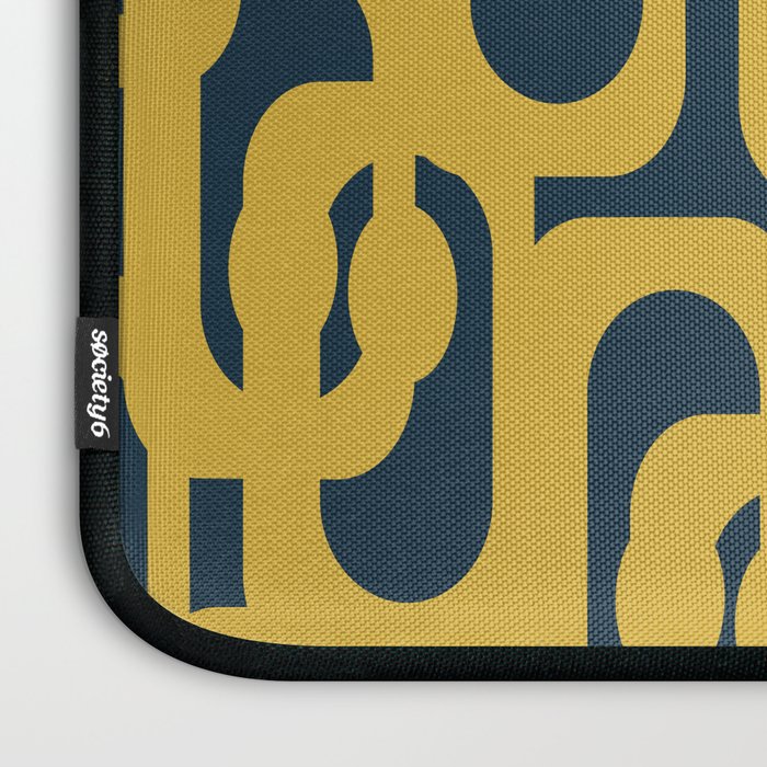 Mid Century Modern Loop Pattern in Light Mustard Yellow and Navy Blue Laptop Sleeve Gallery Image 3