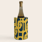 Mid Century Modern Loop Pattern in Light Mustard Yellow and Navy Blue Wine Chiller Gallery Image 3