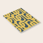 Mid Century Modern Loop Pattern in Light Mustard Yellow and Navy Blue Notebook Gallery Image 3