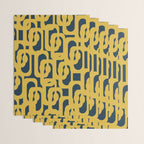 Mid Century Modern Loop Pattern in Light Mustard Yellow and Navy Blue Wrapping Paper Gallery Image 3