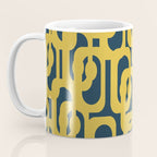 Mid Century Modern Loop Pattern in Light Mustard Yellow and Navy Blue Coffee Mug Gallery Image 3