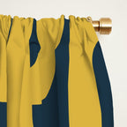 Mid Century Modern Loop Pattern in Light Mustard Yellow and Navy Blue Window Curtain Gallery Image 2