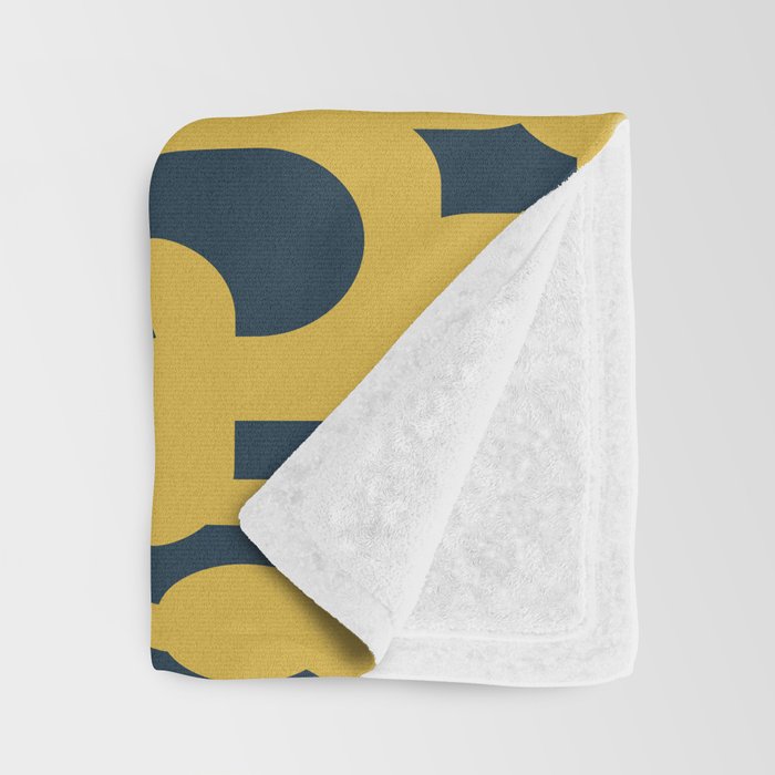 Mid Century Modern Loop Pattern in Light Mustard Yellow and Navy Blue Throw Blanket Gallery Image 3