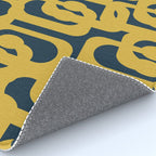 Mid Century Modern Loop Pattern in Light Mustard Yellow and Navy Blue Rug Gallery Image 4