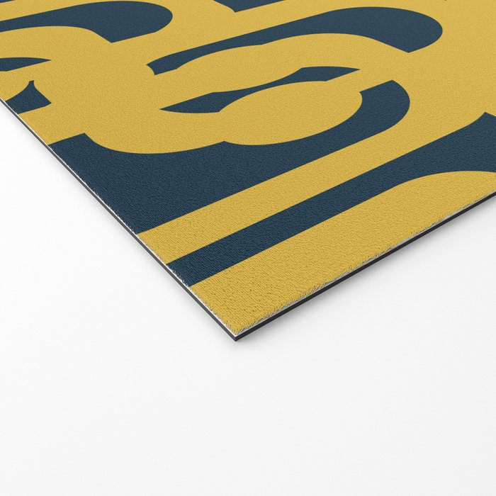Mid Century Modern Loop Pattern in Light Mustard Yellow and Navy Blue Welcome Mat Gallery Image 2