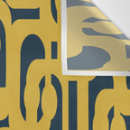 Mid Century Modern Loop Pattern in Light Mustard Yellow and Navy Blue Wall Tapestry Gallery Image 3