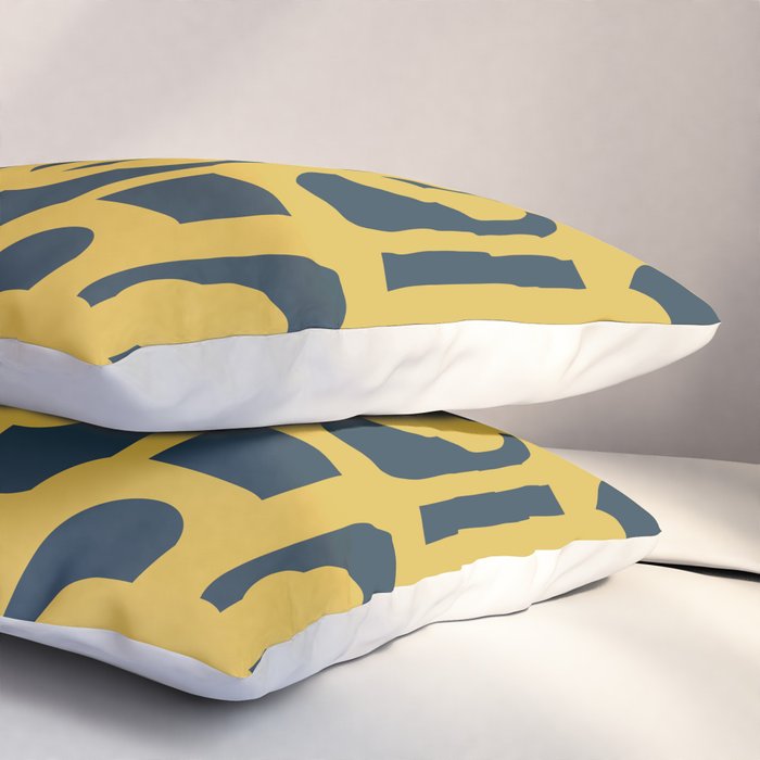 Mid Century Modern Loop Pattern in Light Mustard Yellow and Navy Blue Pillow Sham Gallery Image 3