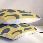Mid Century Modern Loop Pattern in Light Mustard Yellow and Navy Blue Pillow Sham Gallery Image 3