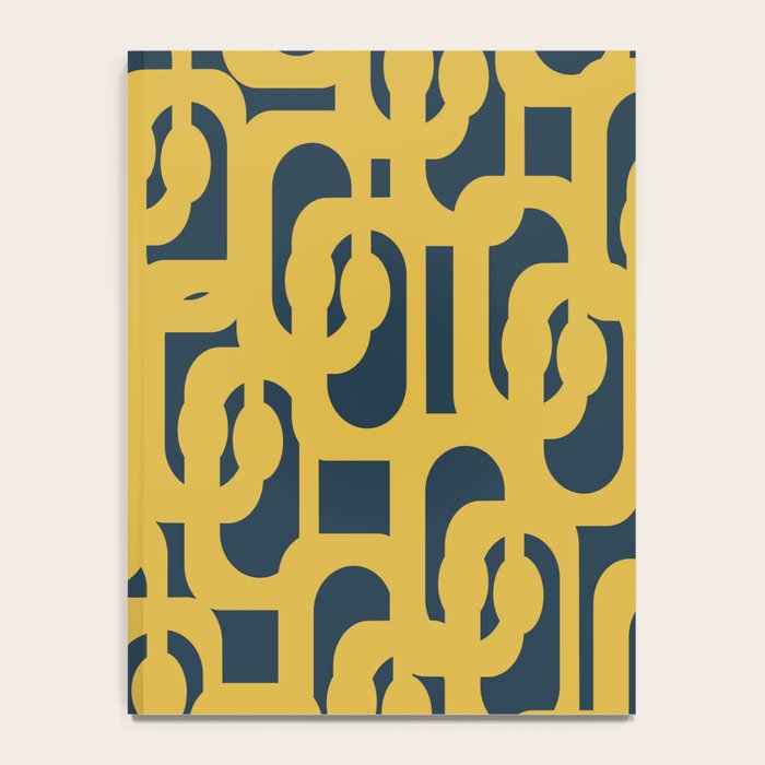Mid Century Modern Loop Pattern in Light Mustard Yellow and Navy Blue Notebook Gallery Image 4