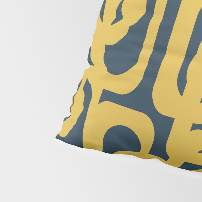 Mid Century Modern Loop Pattern in Light Mustard Yellow and Navy Blue Pillow Sham Gallery Image 4