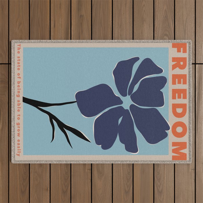 freedom floral poster  Outdoor Rug Gallery Image 1