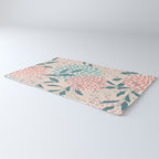 Floral Blooms and Leaves, Peach, Coral and Teal Rug Gallery Image 3