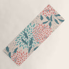 Floral Blooms and Leaves, Peach, Coral and Teal Yoga Mat Gallery Image 1