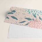 Floral Blooms and Leaves, Peach, Coral and Teal Wrapping Paper Gallery Image 2