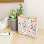 Floral Blooms and Leaves, Peach, Coral and Teal Mini Art Print Gallery Image 2