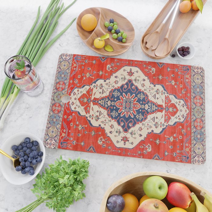 North And South Vine Red Medallion Kazak Persian Rug Cutting Board Gallery Image 2