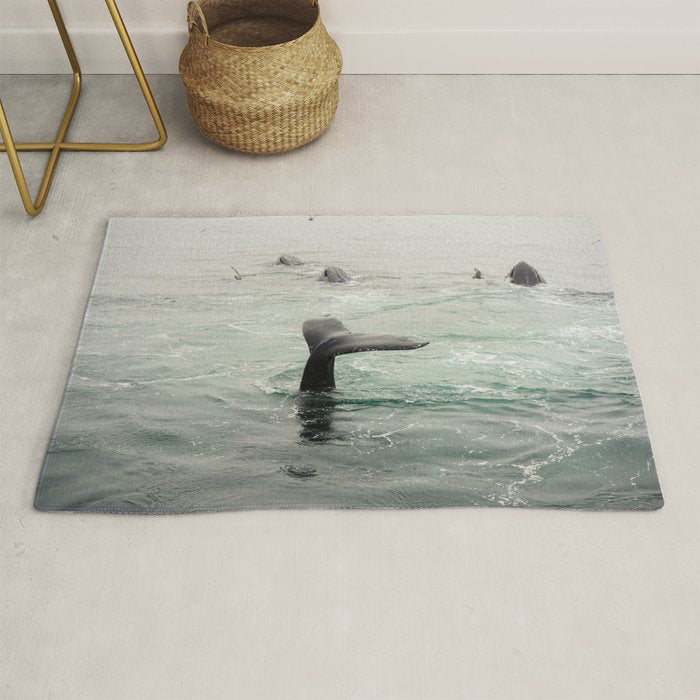 Whale Tail - ocean humpback whale photograph Rug Gallery Image 1