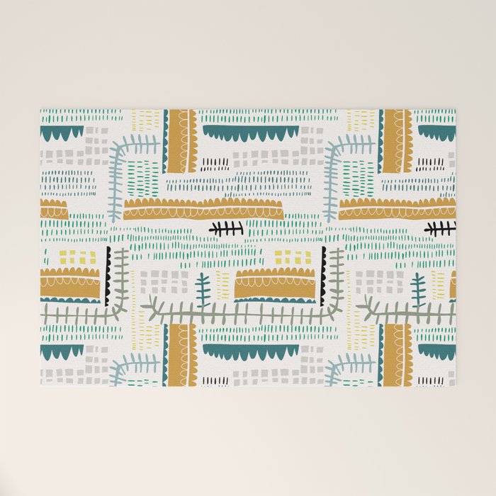 Block print geometrics Welcome Mat Gallery Image 1