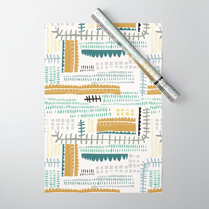 Block print geometrics Wrapping Paper Gallery Image 1