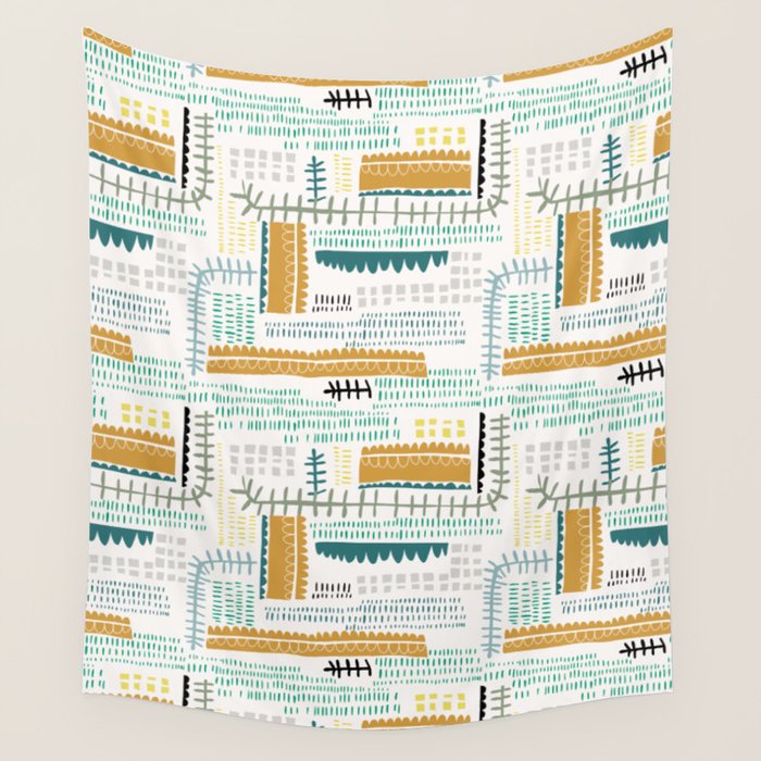 Block print geometrics Wall Tapestry Gallery Image 4